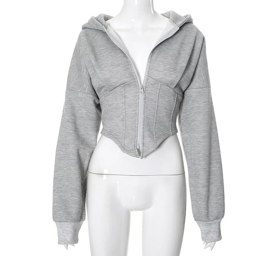 Zipper Hoodie Cardigan Y2K Ins Fashion Street Long Sleeve Corset