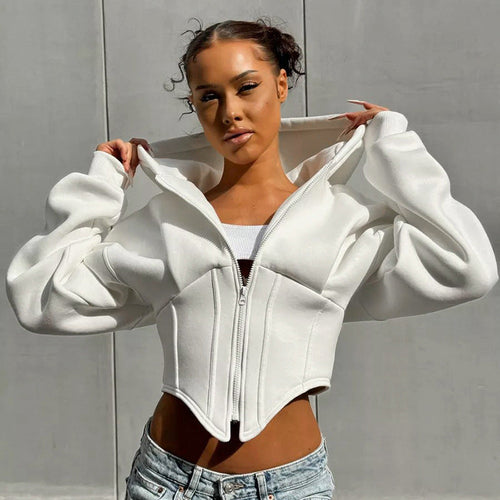 Zipper Hoodie Cardigan Y2K Ins Fashion Street Long Sleeve Corset