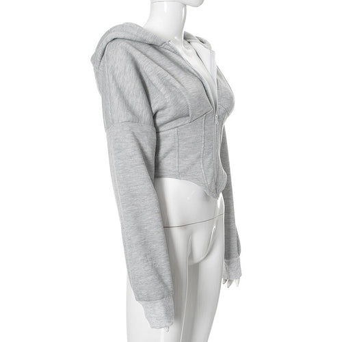 Zipper Hoodie Cardigan Y2K Ins Fashion Street Long Sleeve Corset