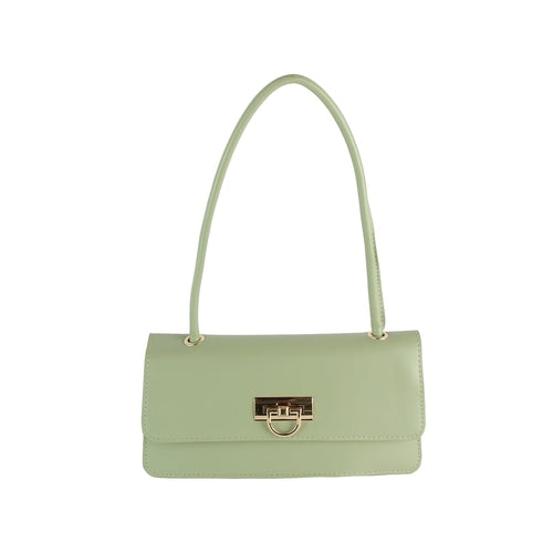 Top Handle Gold Clasp Boxy Shoulder Bag