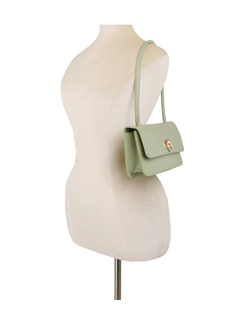 Top Handle Gold Clasp Boxy Shoulder Bag