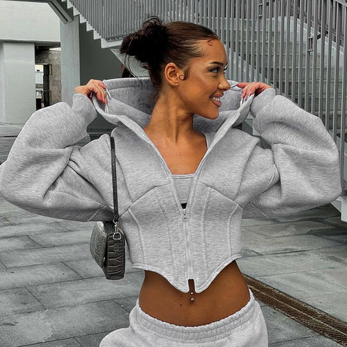 Zipper Hoodie Cardigan Y2K Ins Fashion Street Long Sleeve Corset